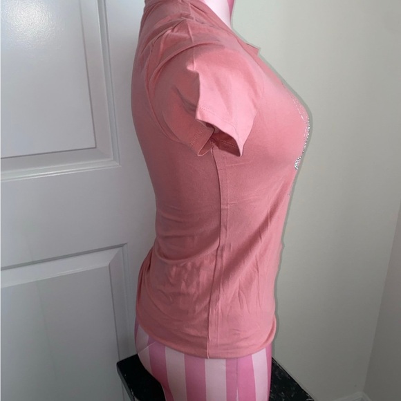 Guess Women's Tee in Pink with Glitter Logo Size S - Picture 6 of 9